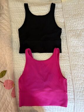 lululemon athletica Ribbed Crop Tank Top in Black and Hot Pink